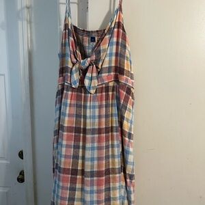 Old Navy Multicolor Plaid Dress with Tie Front